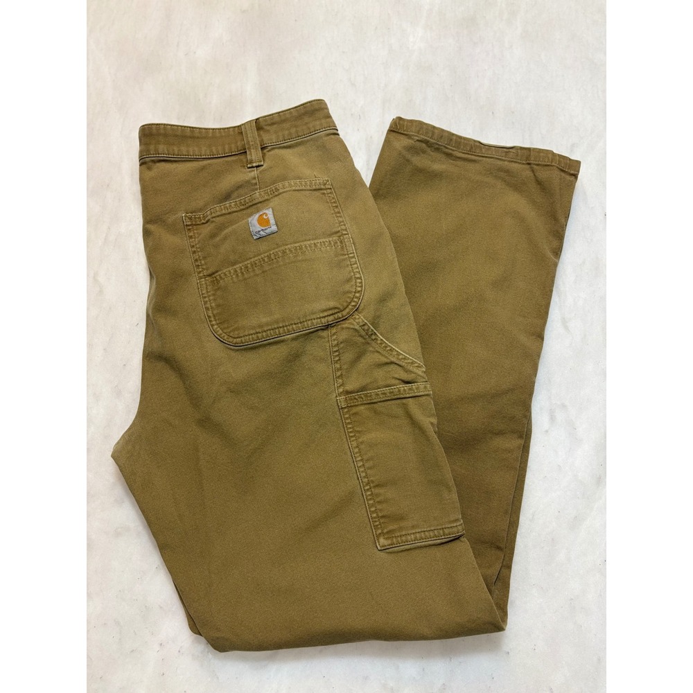 Carhartt Brown Canvas Loose Fit Carpenter Utility Pants‎ Womens 14 Tall BN2080-W